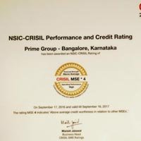 CRISIL Rating certificate held by Prime Events & Conferences
